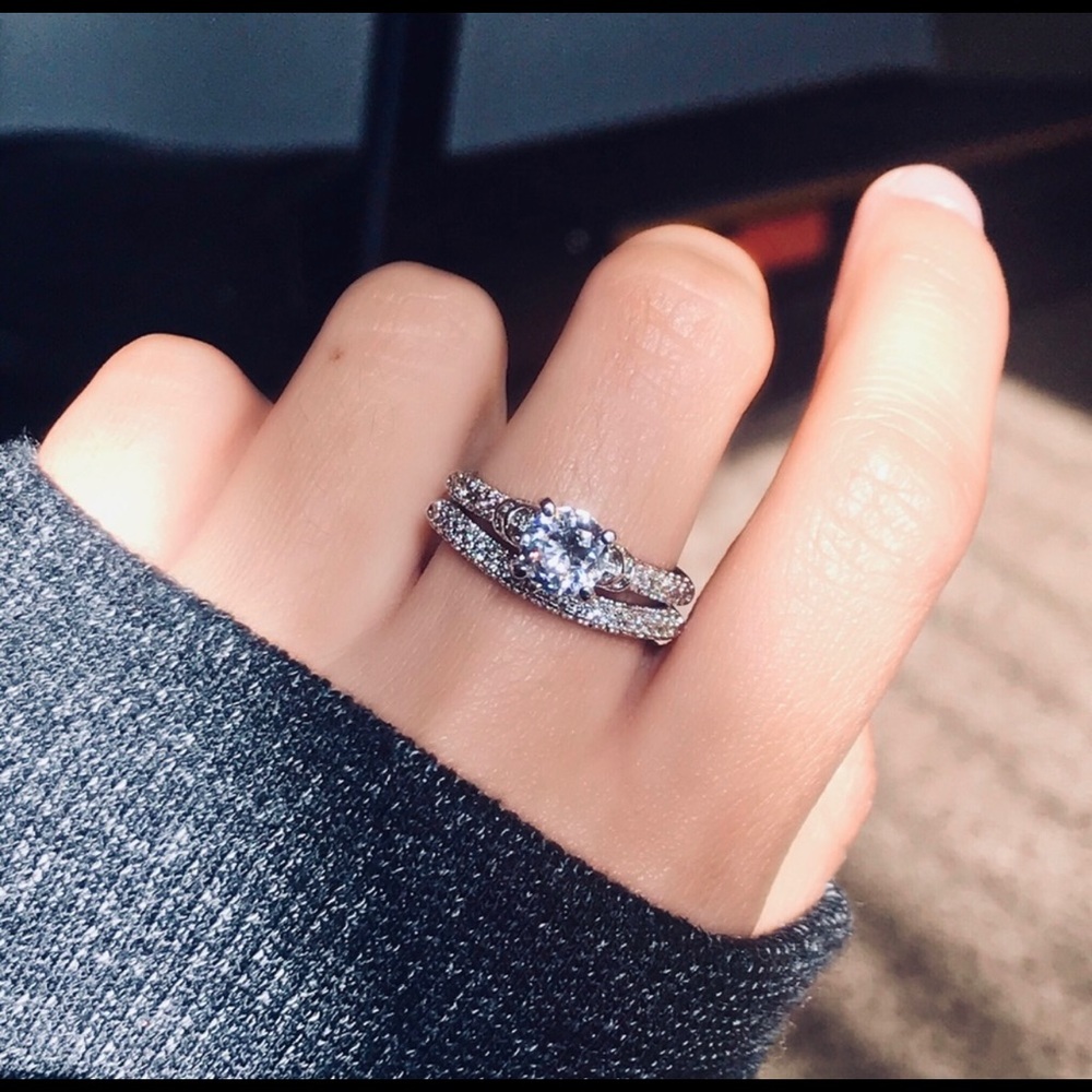 AAA CZ bridal engagement ring set